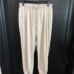 Entro Beige satin dressy jogger Pants